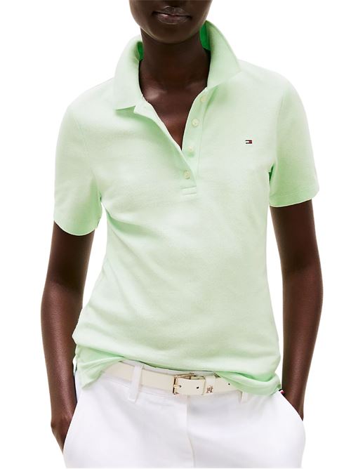 Polo donna verde in cotone Tommy Hilfiger | WW0WW43225LXY